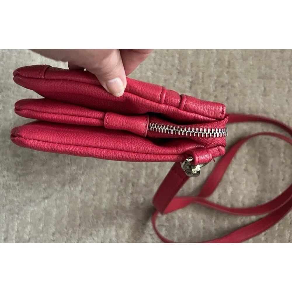 Tyler Rodan Women's Crossbody Red Handbag 3 Sections Zippers Removable Strap